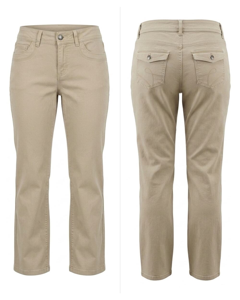 Riders by Lee Beige Solid Straight Leg Pants Pockets Men See Measurements